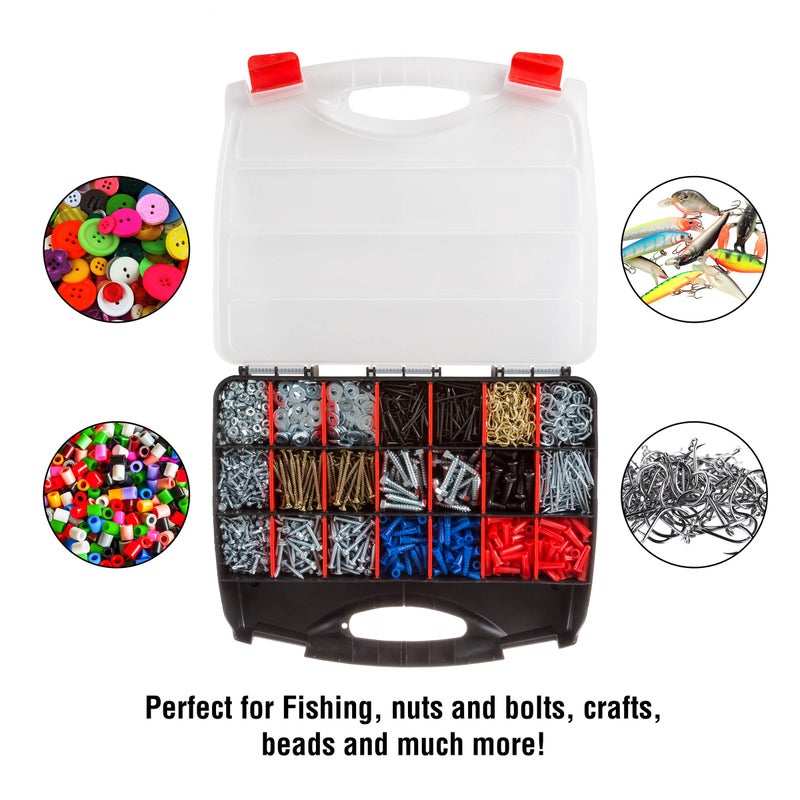 Stalwart Hardware Organizer Box with Dividers - 23 Compartment Small Parts Organizer Portable Tool Box with Secure Latches - Plastic Screw Storage for Nuts, Beads, Jewelry or Tackle by Stalwart - Image 5